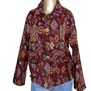 Jane Ashley Jacket Women Medium Casual Lifestyle Tapestry Outdoor Colorful Y2K